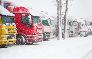 Trucks parked in snow